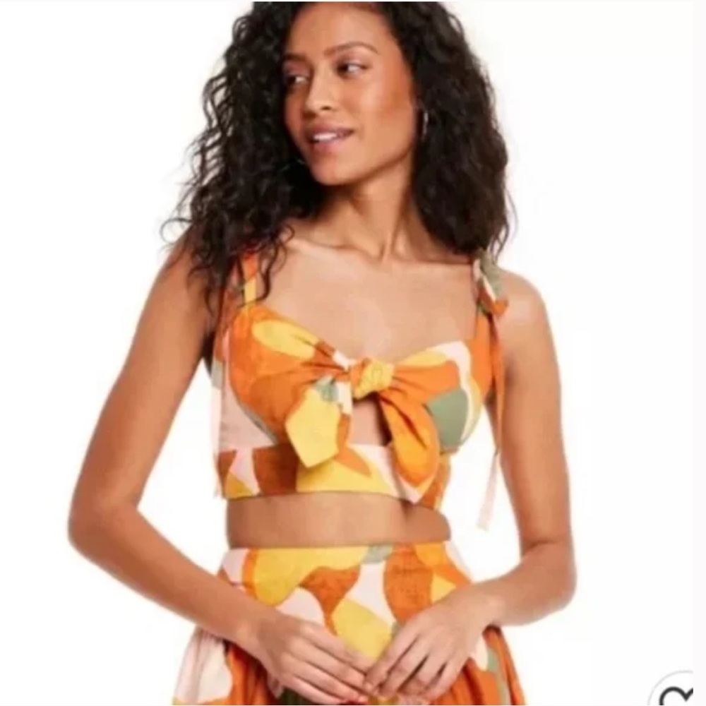 Women's Mixed Paint Print Knotted Crop Tank Top - Fe Noel x Target - full set